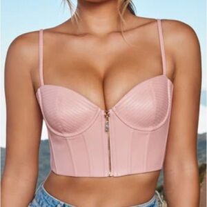 Pink Leather Crop Top